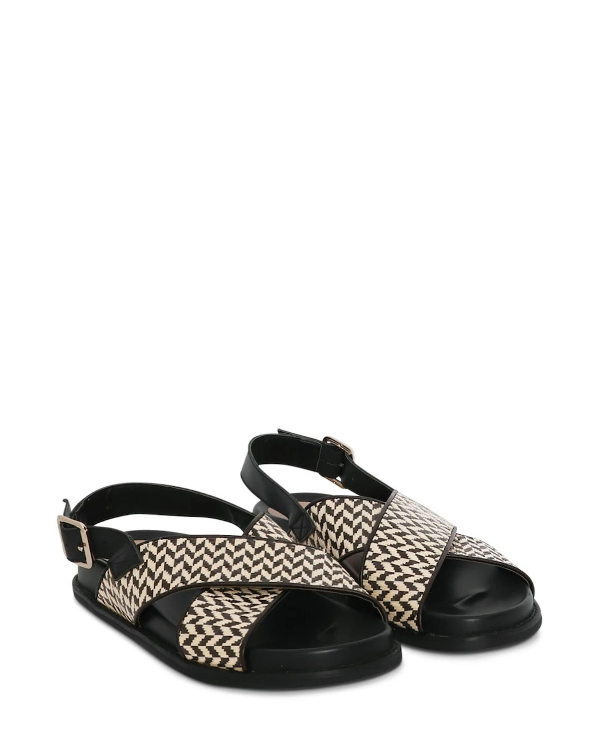 Harriett Black Mix 1cm Sandal 2 Harriett Black Mix 1cm Sandal - Image 2