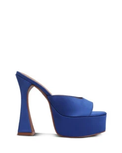 Vegas Artic Blue Satin 13cm Platform Heel